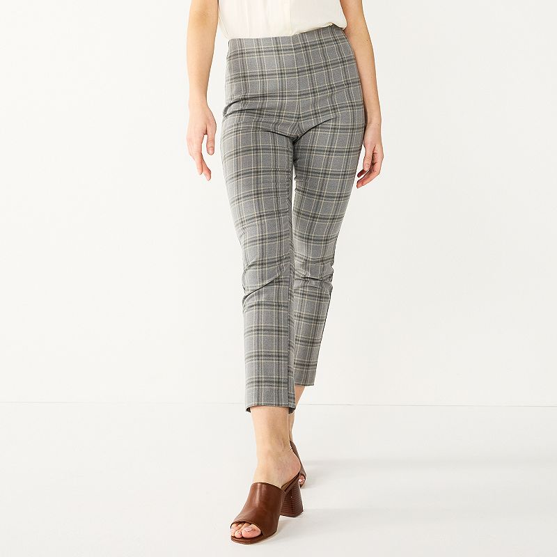 Women's Nine West High Rise Side Zip Skinny Ankle Pants, Size: 10, Grey Plaid