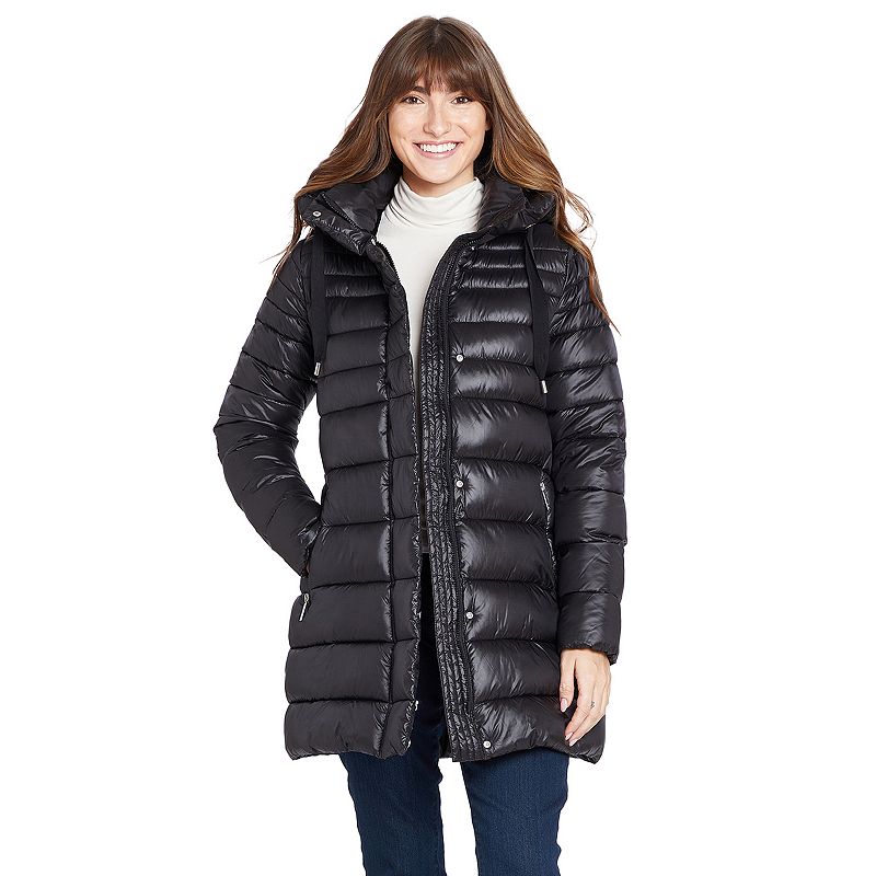 Women's Nine West Lightweight Puffer Jacket, Size: Medium, Black