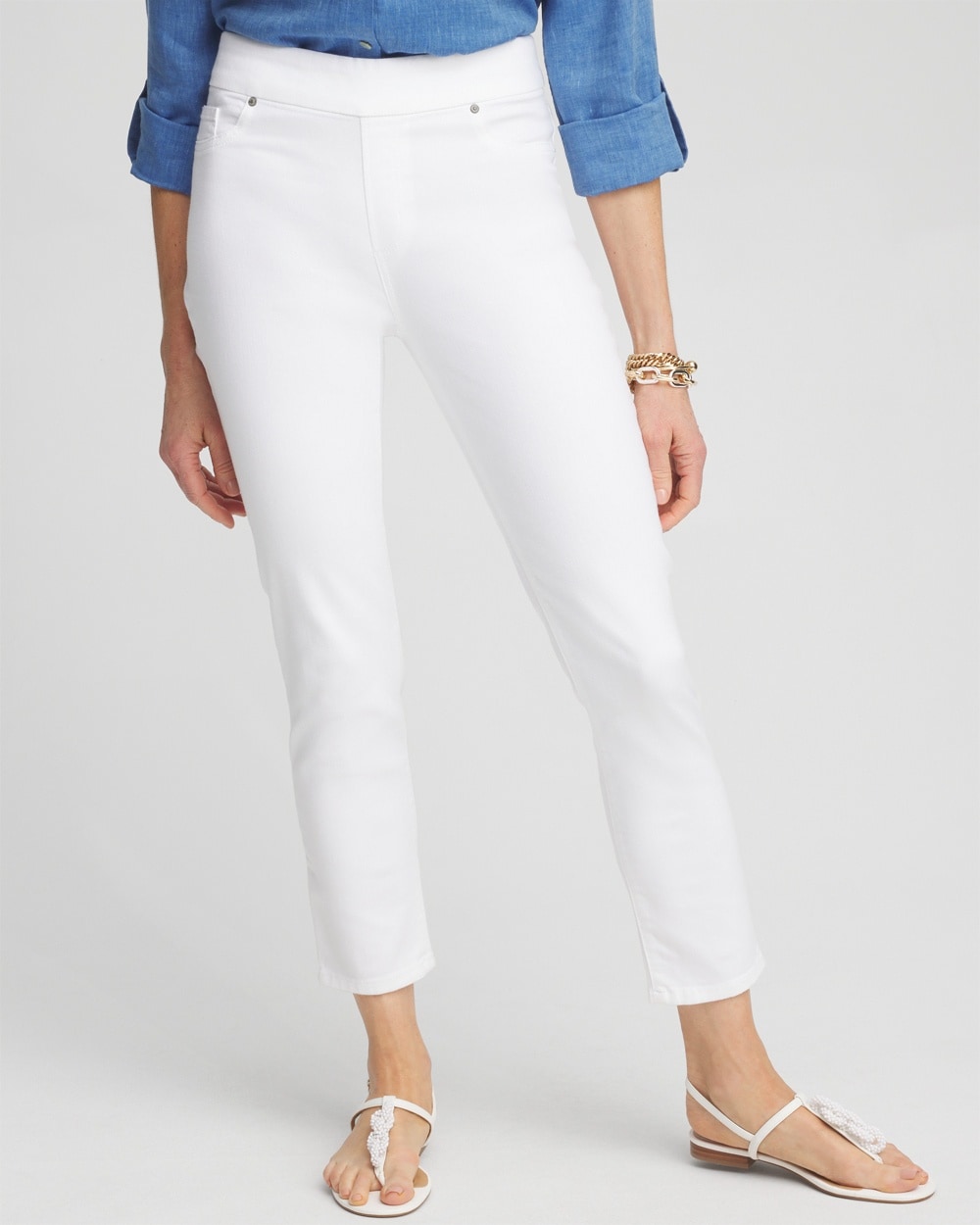 Women's No-Stain White Denim Ankle Jeggings in Alabaster size 0 | Chico's