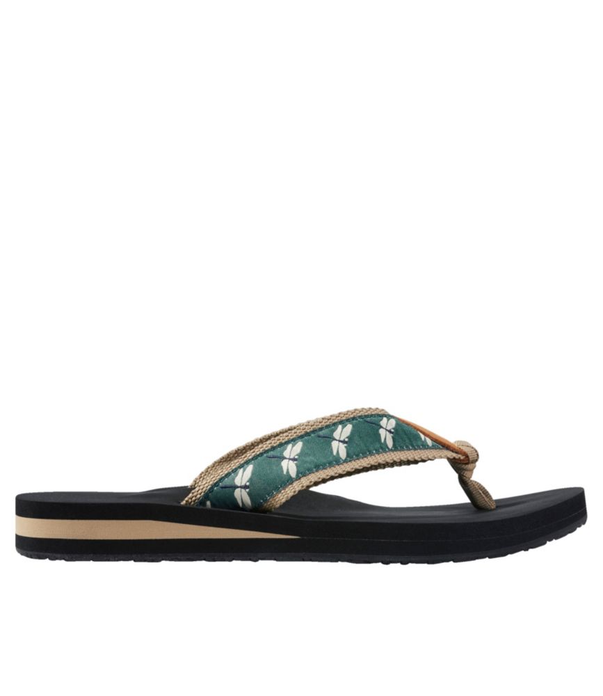 Women's Original Maine Isle Flip-Flops, Motif Dragonfly/Pine 6(B), Rubber/Nylon L.L.Bean