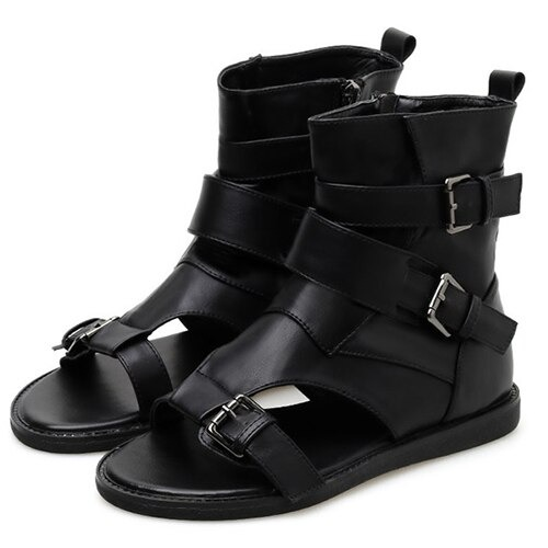 Women's PU Leather Gladiator Sandals in Rome Style / Alternative Fashion Solid Open Toe Sandals