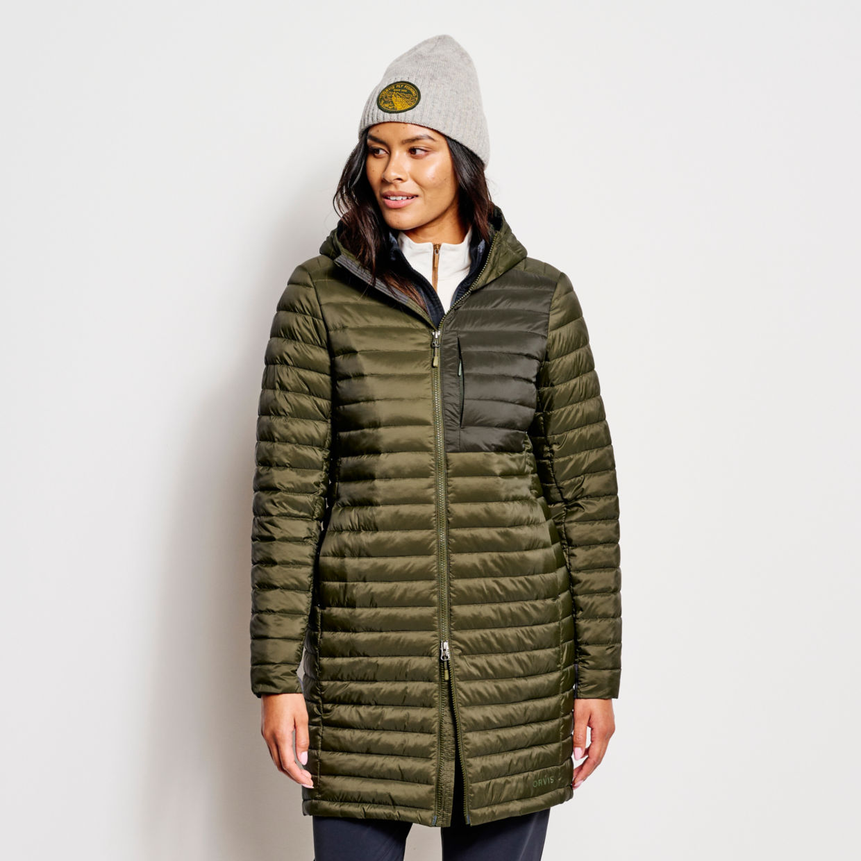 Women's Packable Drift Parka Jacket Tarragon Size Medium Recycled Materials/Polyester/Nylon Orvis