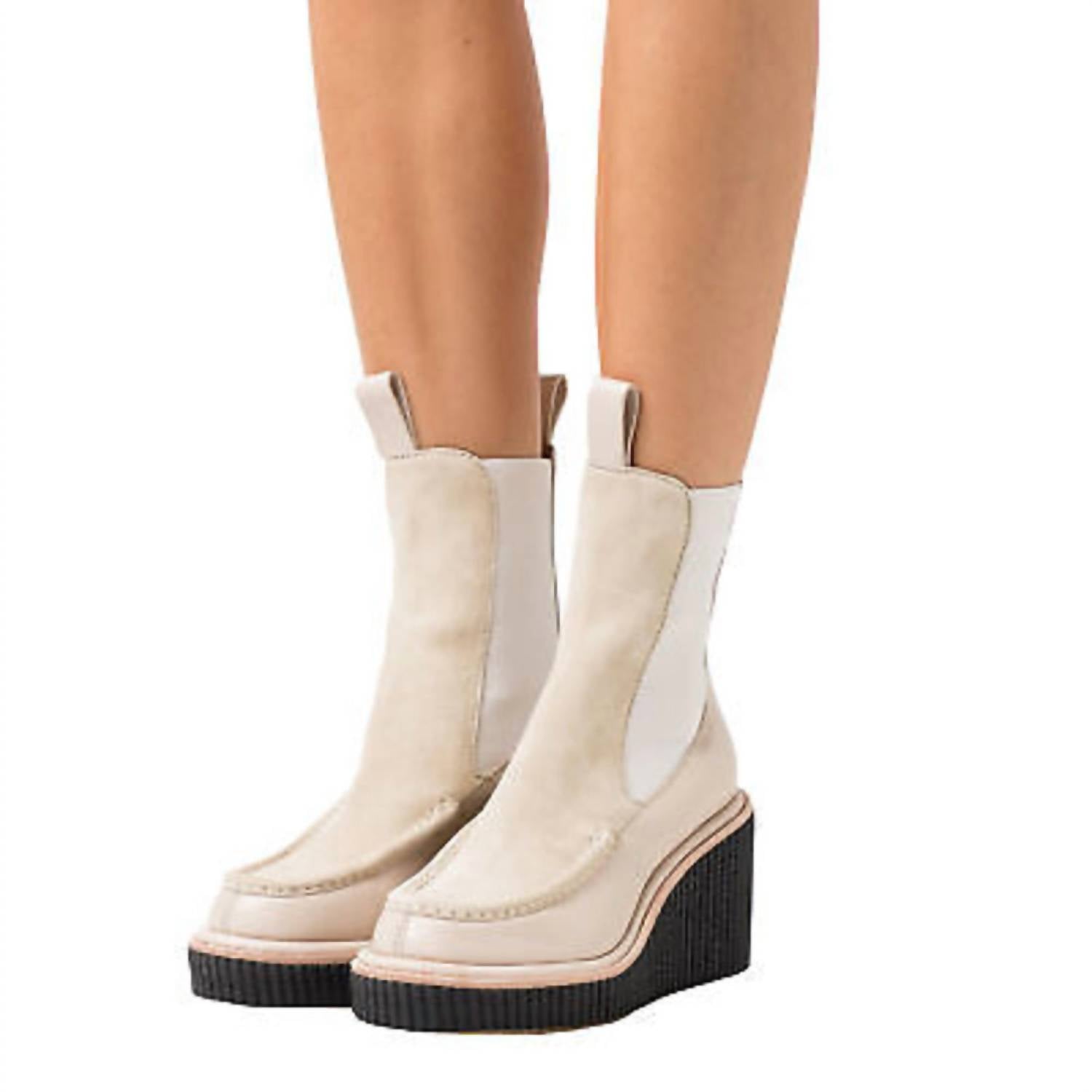 Women's Paloma Wedge Sloane Suede & Leather Chelsea Boots In Beige