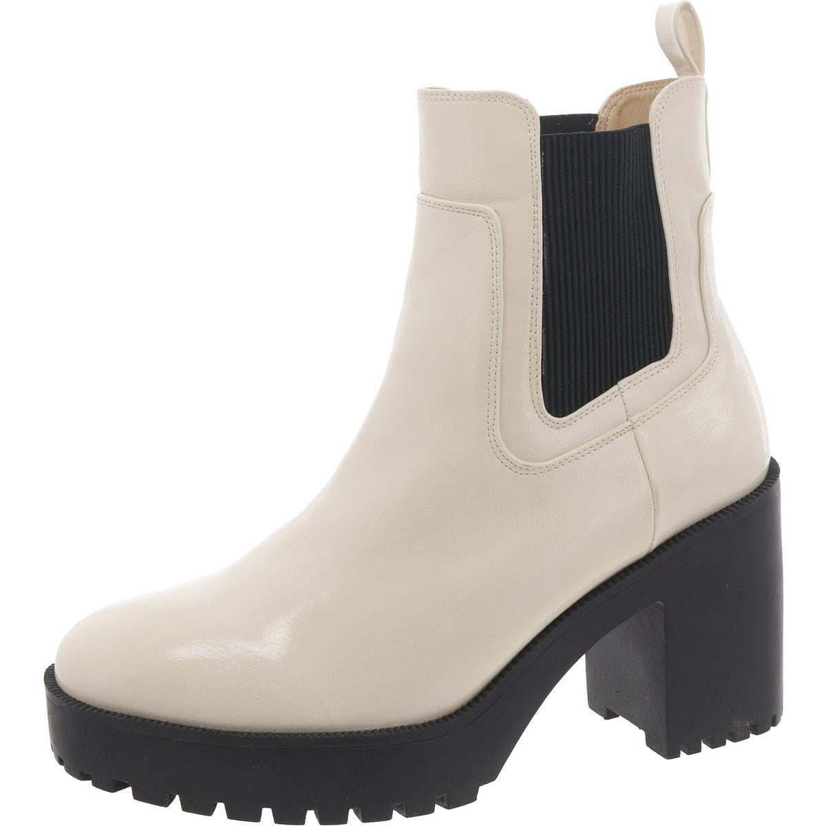 Womens Patent Block Heel Chelsea Boots