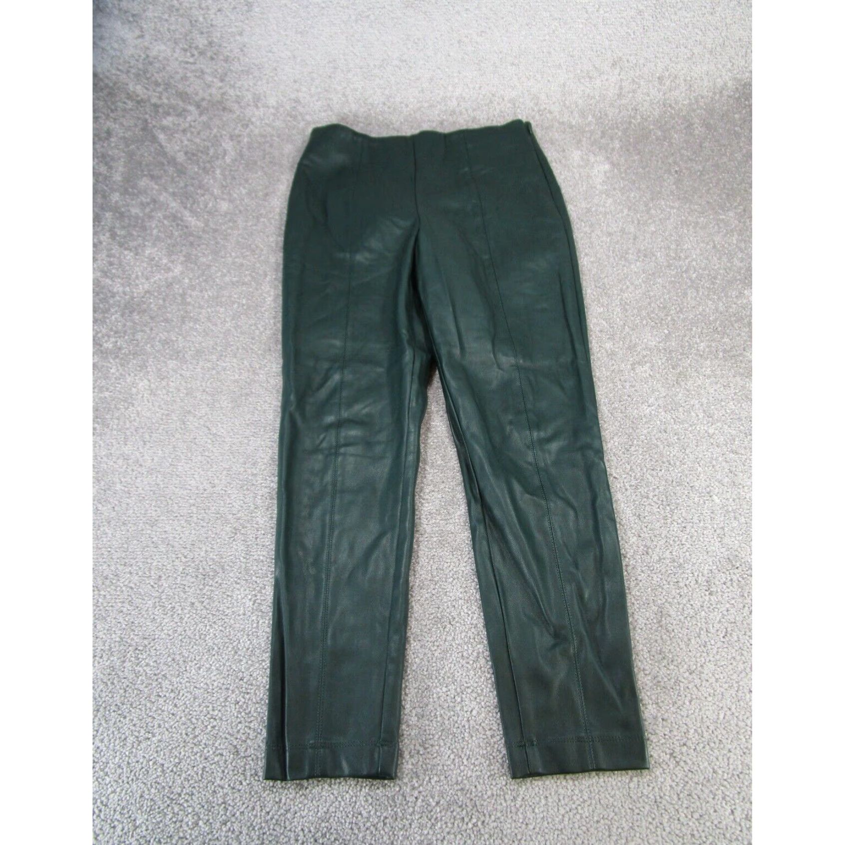 Womens Petite Medium Green Faux Leather Skinny Leg Fashion Pants By Ann Taylor in White (Size 32)