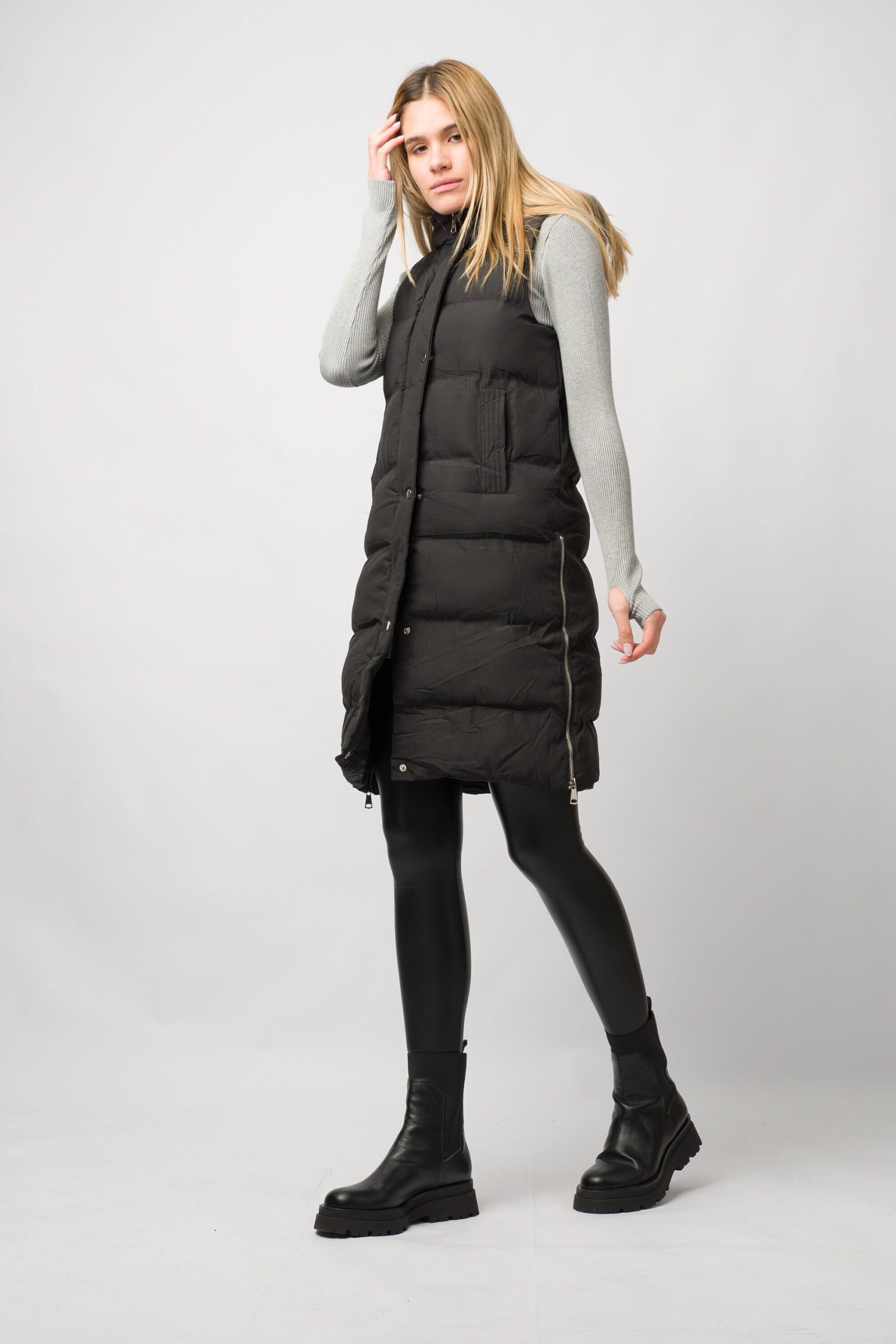 Women's Pladded Gilet/Jacket Longline/Hooded Quilted Winter Long Coat