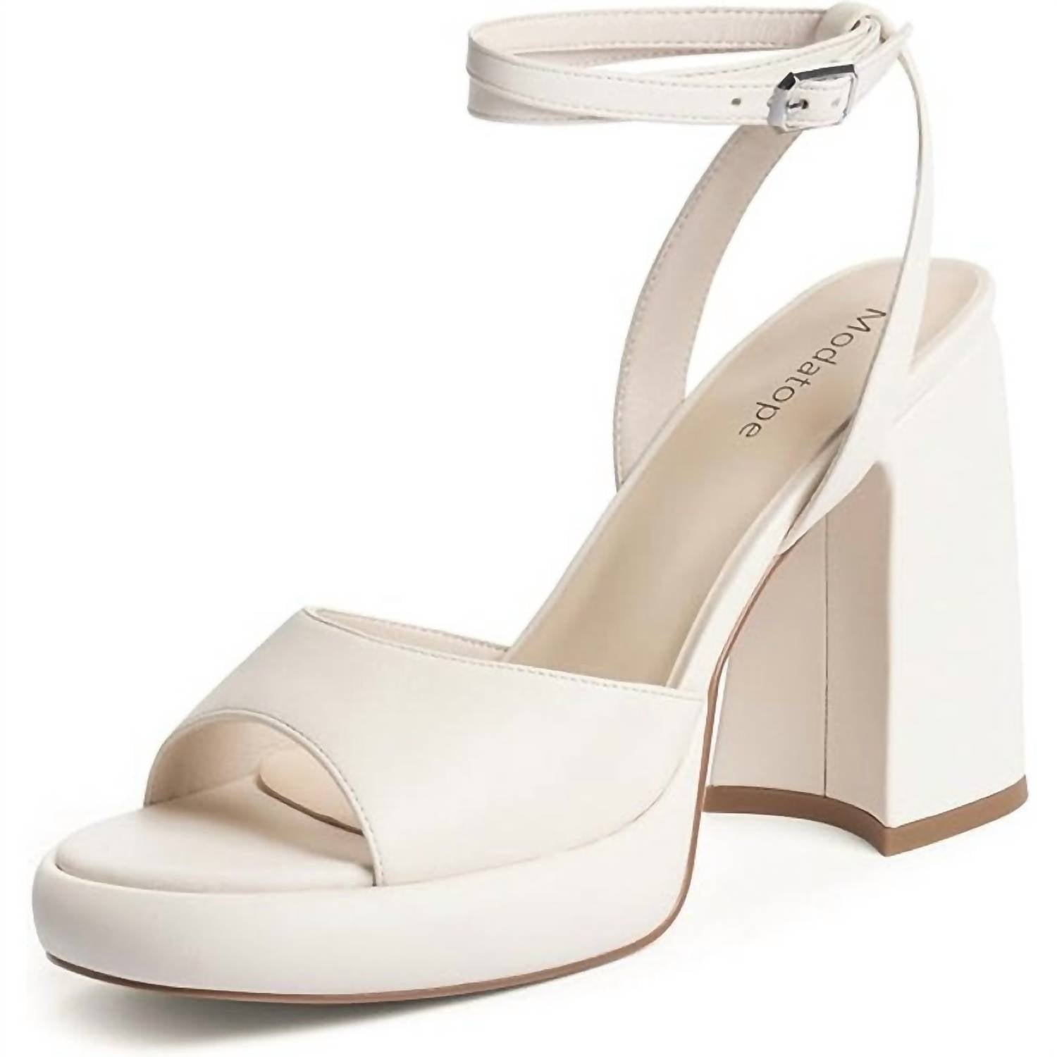 Women's Platform Heeled Sandals In Beige White