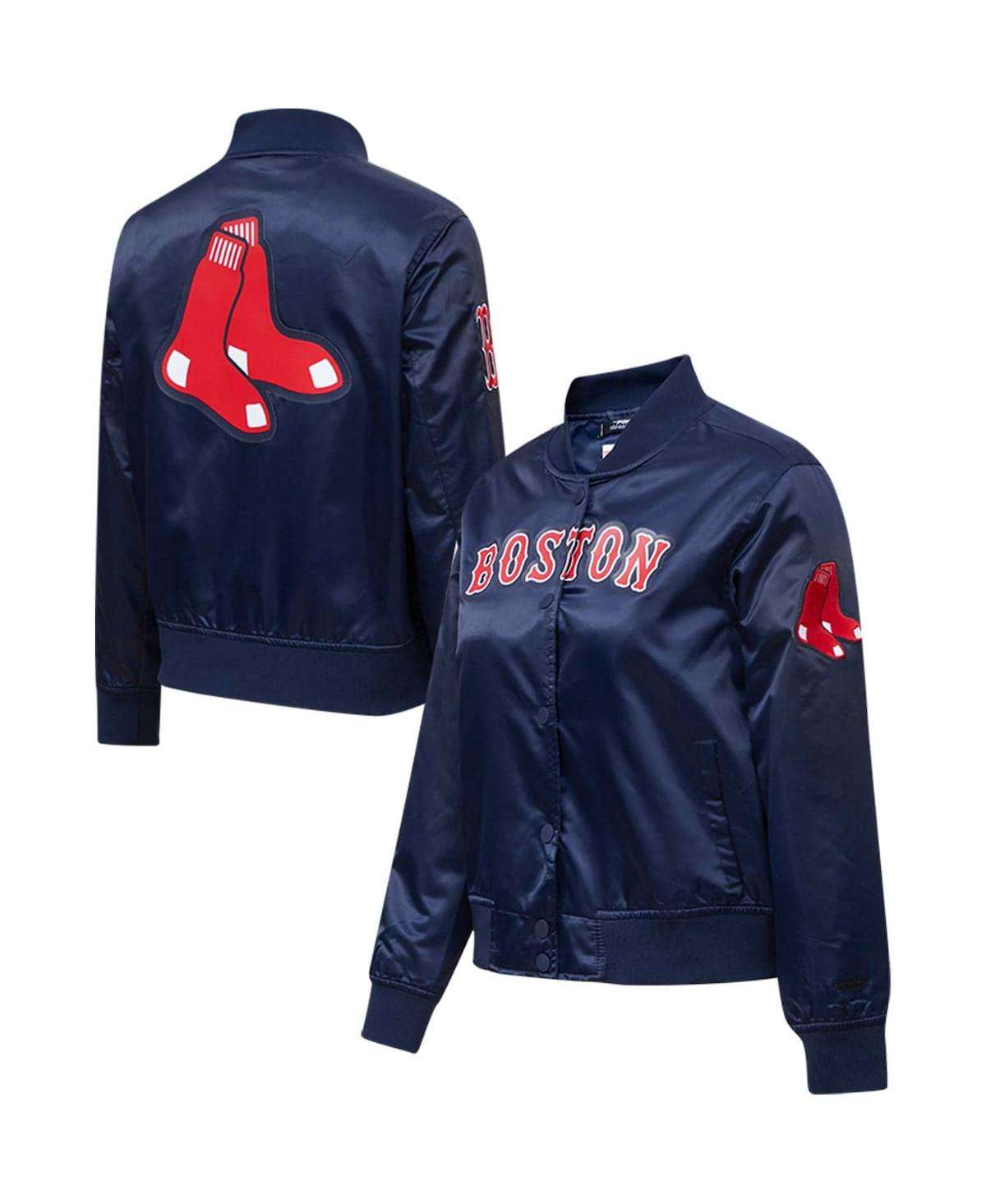 Women's Pro Standard Navy Boston Red Sox Satin Full-Snap Varsity Jacket - Navy