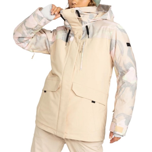 Women's Roxy Darnrae Snow Softshell Jacket Large Pebble Swirl