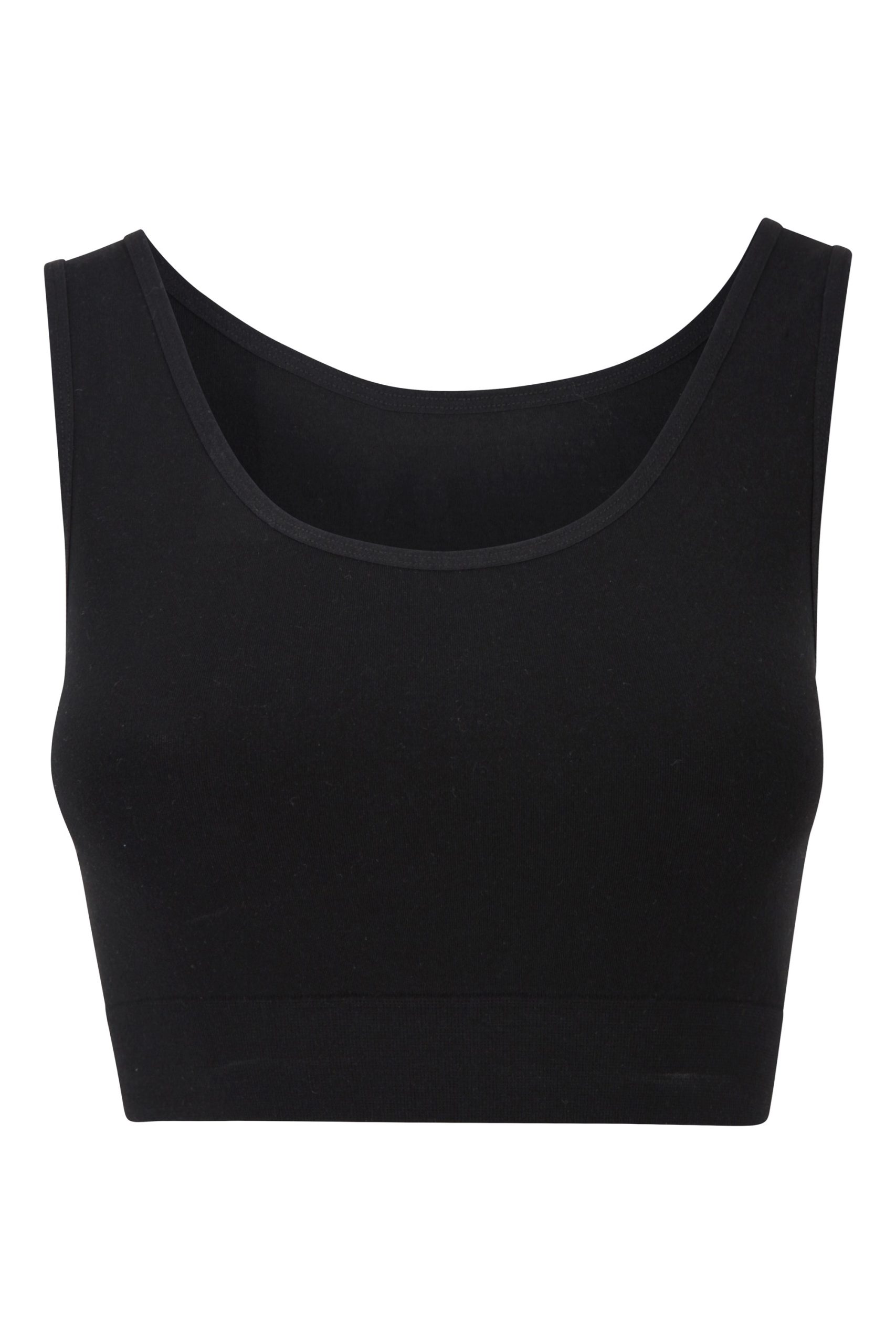 Womens Seamless Crop Top Bra - Black