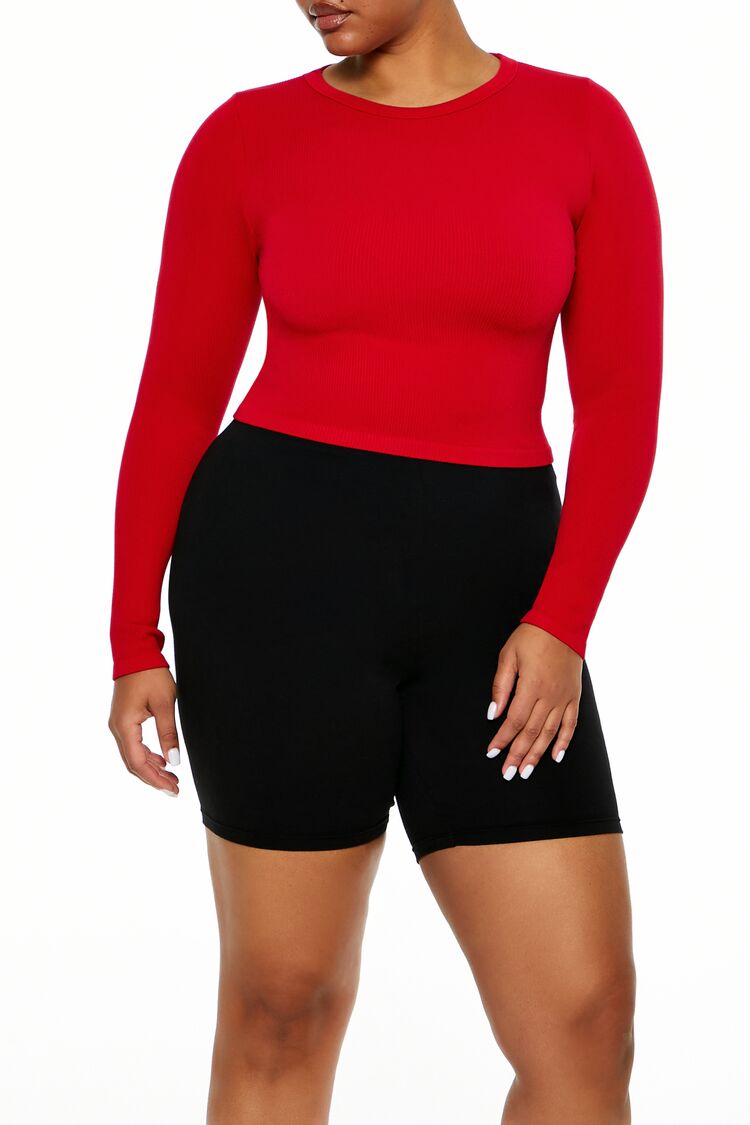 Women's Seamless Long-Sleeve Top in Red, 2X