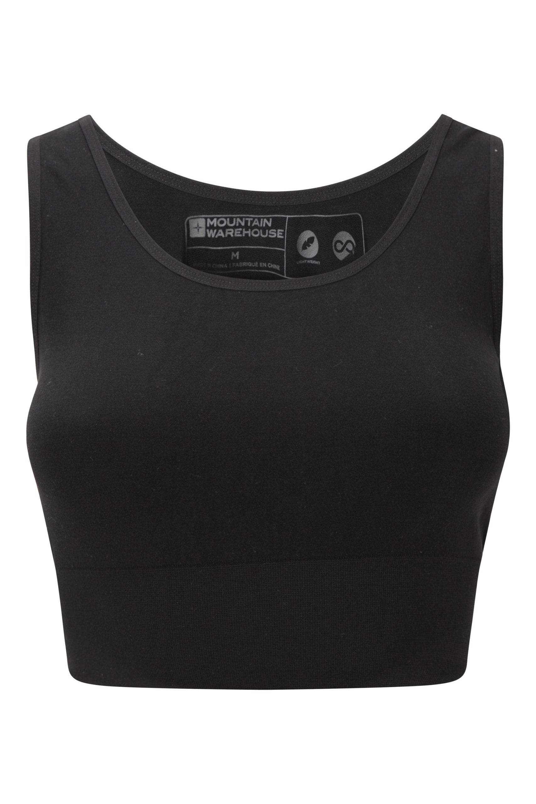 Womens Seamless Longline Crop Top Bra - Black