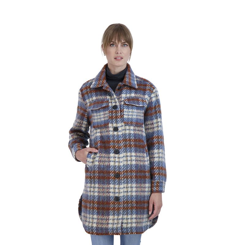 Women's Sebby Collection Plaid Shacket, Size: Medium, Blue Red