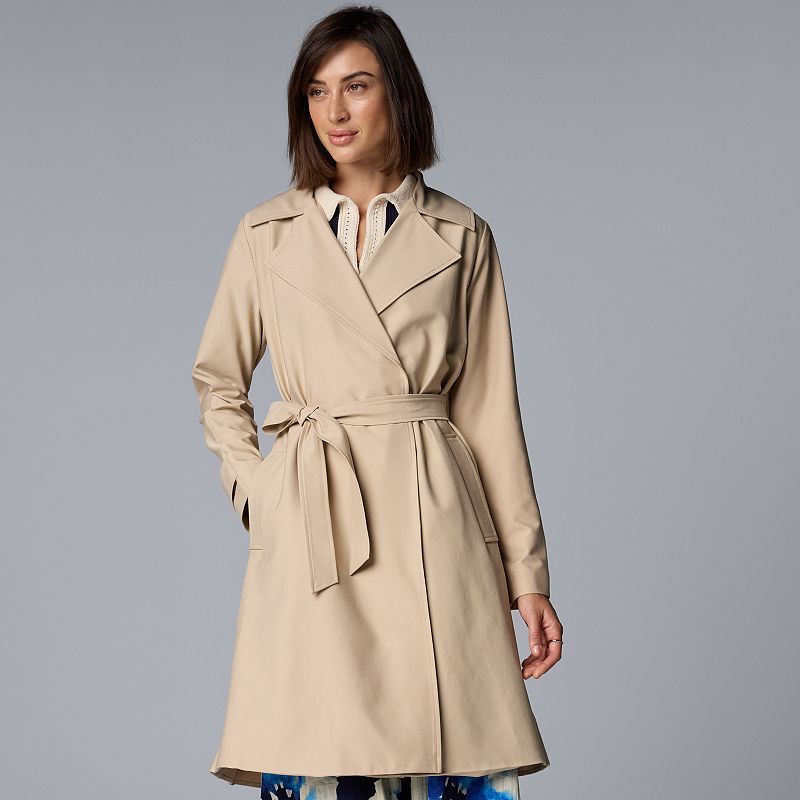 Women's Simply Vera Vera Wang Pleated Trench Coat, Size: Small, White Pepper