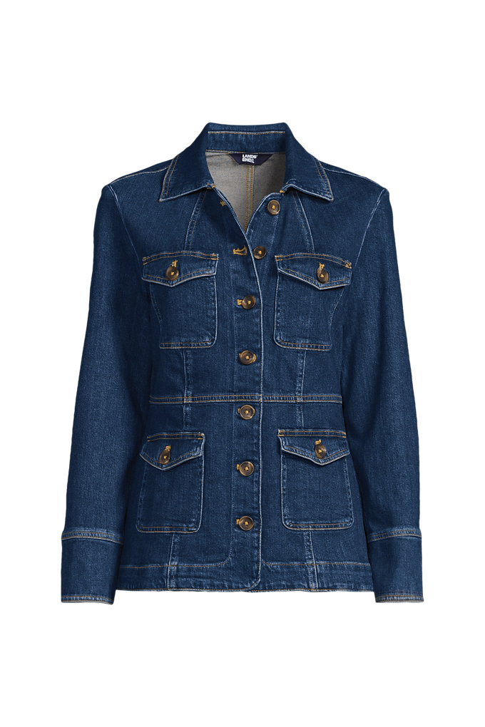 Women's Soft Denim Feminine Utility Jacket - Lands' End - Blue - XS