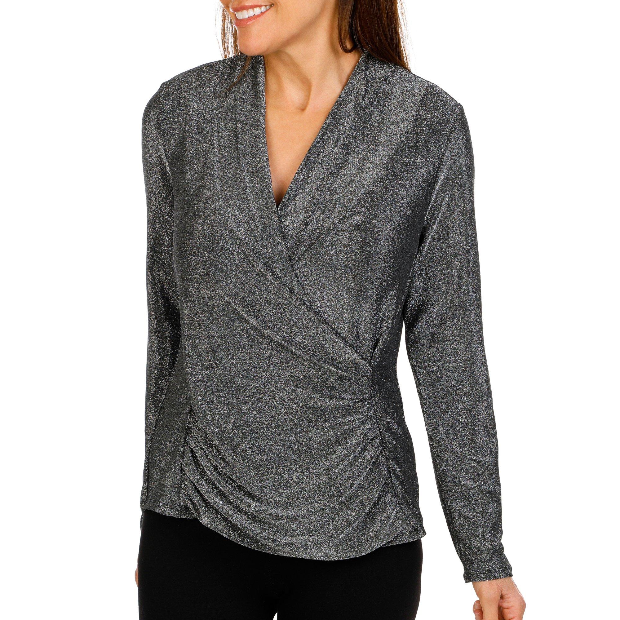 Women's Solid Wrap Front Top