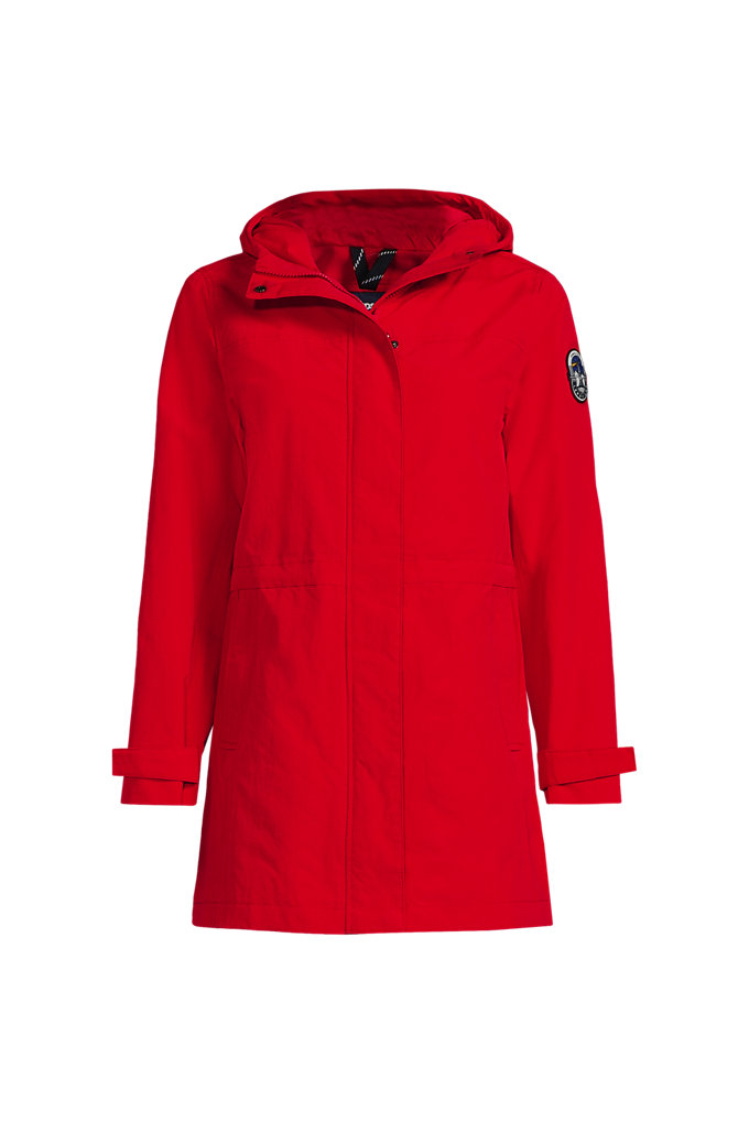 Women's Squall Hooded Waterproof Raincoat - Lands' End - Red - XS