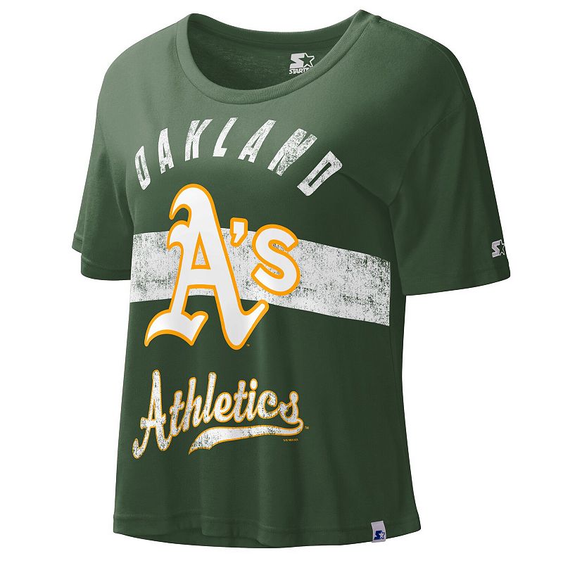 Women's Starter Green Oakland Athletics Record Setter Crop Top, Size: XS