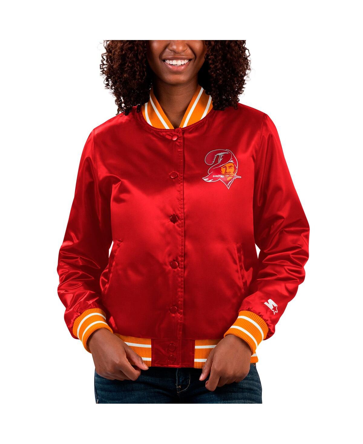 Women's Starter Red Tampa Bay Buccaneers Full Count Satin Full-Snap Varsity Jacket - Red