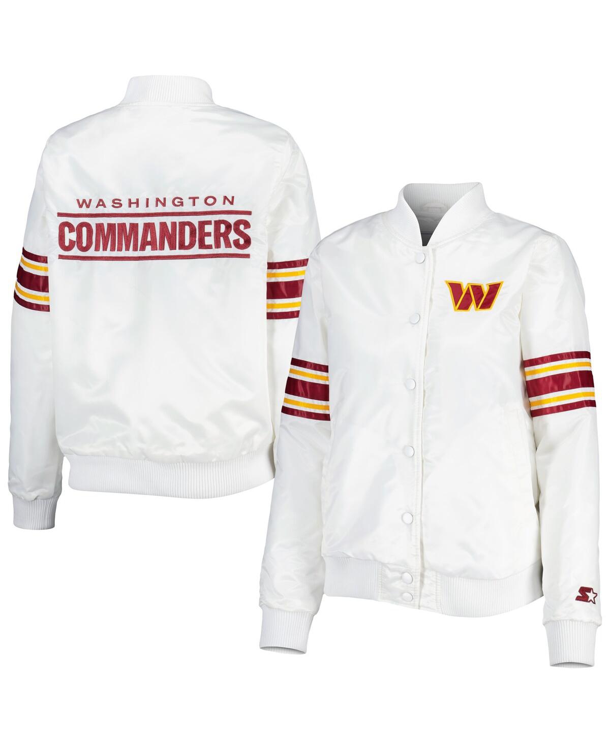 Women's Starter White Washington Commanders Line Up Satin Full-Snap Varsity Jacket - White