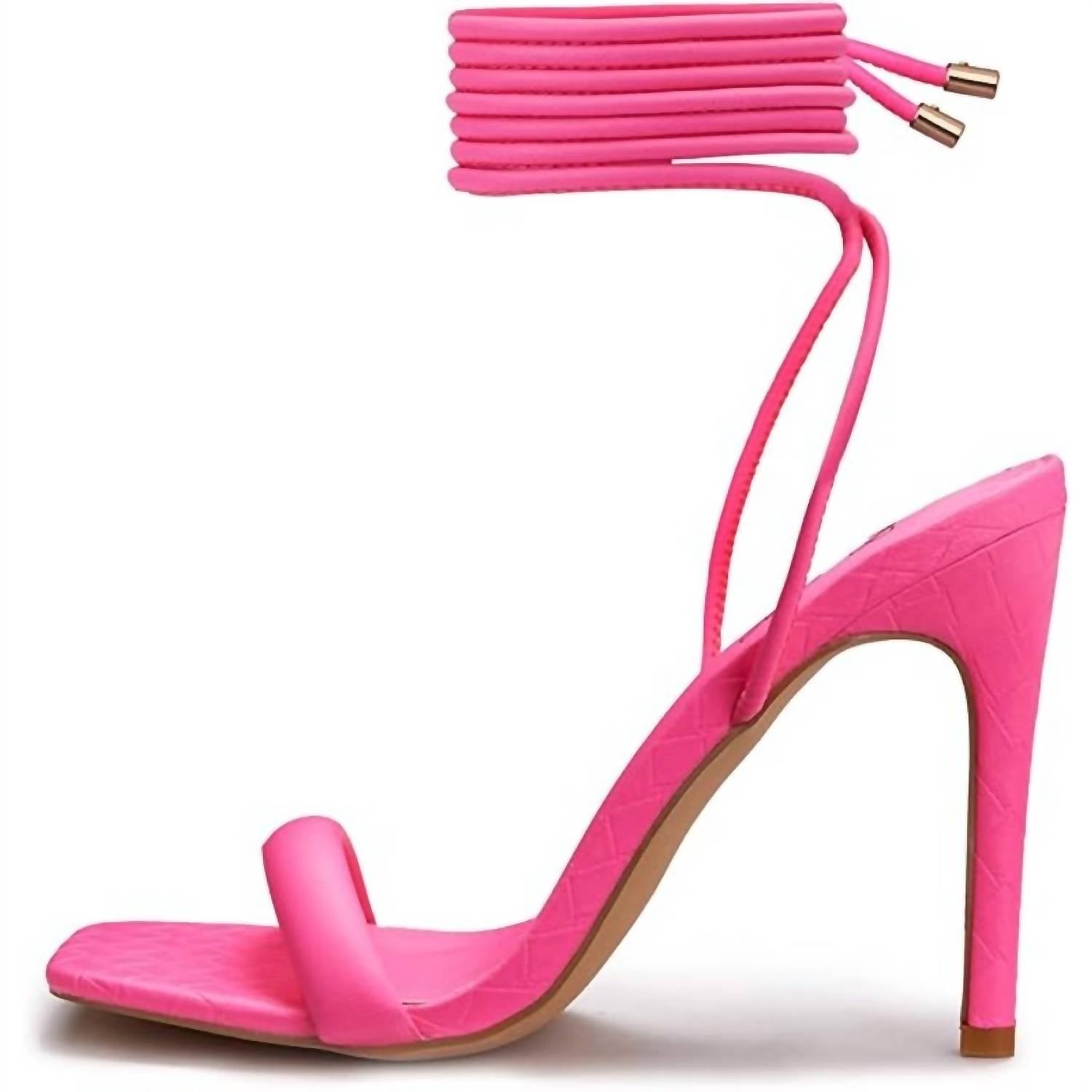 Women's Strappy Lace Up Stilettos High Heel Sandals In Hot Pink