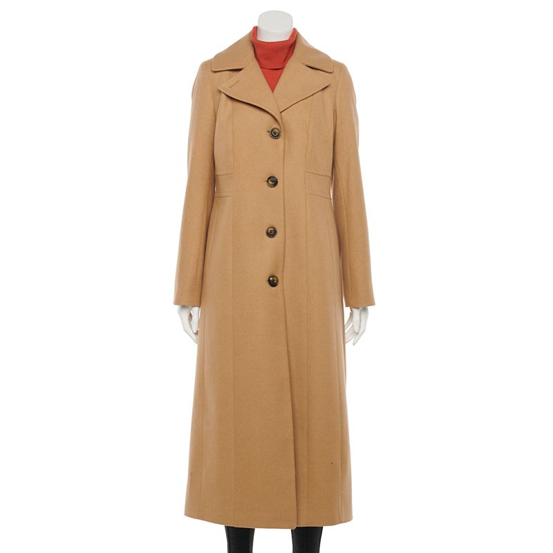 Women's TOWER by London Fog Long Wool-Blend Coat, Size: Small, Camel