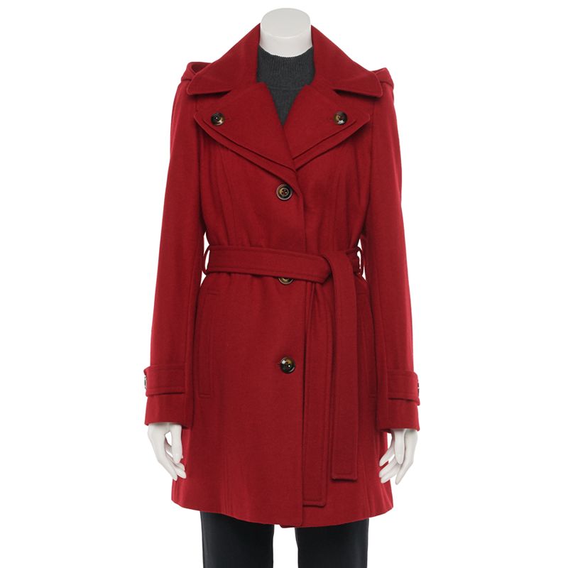 Women's TOWER by London Fog Wool Blend Trench Coat, Size: Large, Red