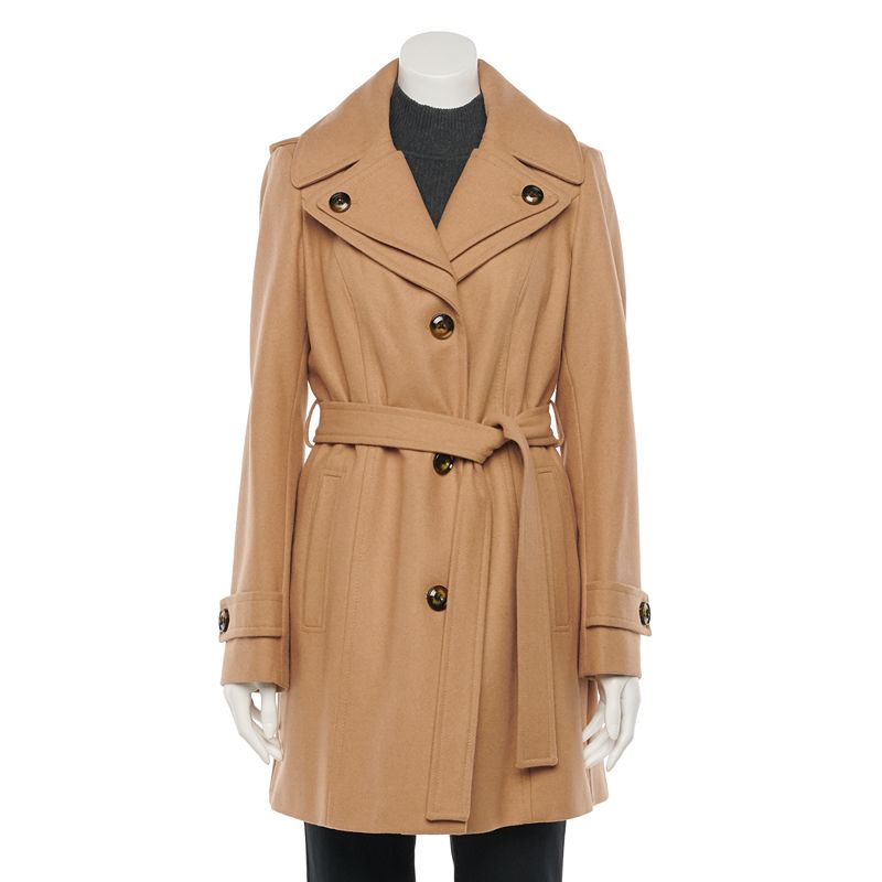 Women's TOWER by London Fog Wool Blend Trench Coat, Size: Small, Camel