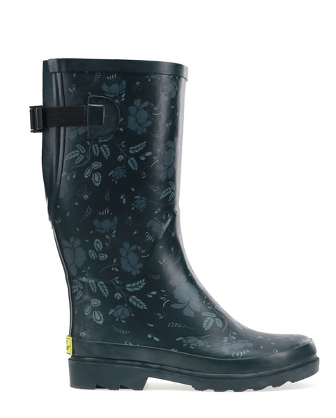 Women's Tall Feminine Floral Wide Calf Rain Boot - Slate - 6 US Womens - Slate