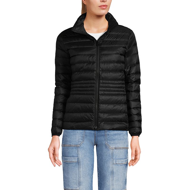 Women's Tall Lands' End Wanderweight Down Puffer Jacket, Size: Large Tall, Black