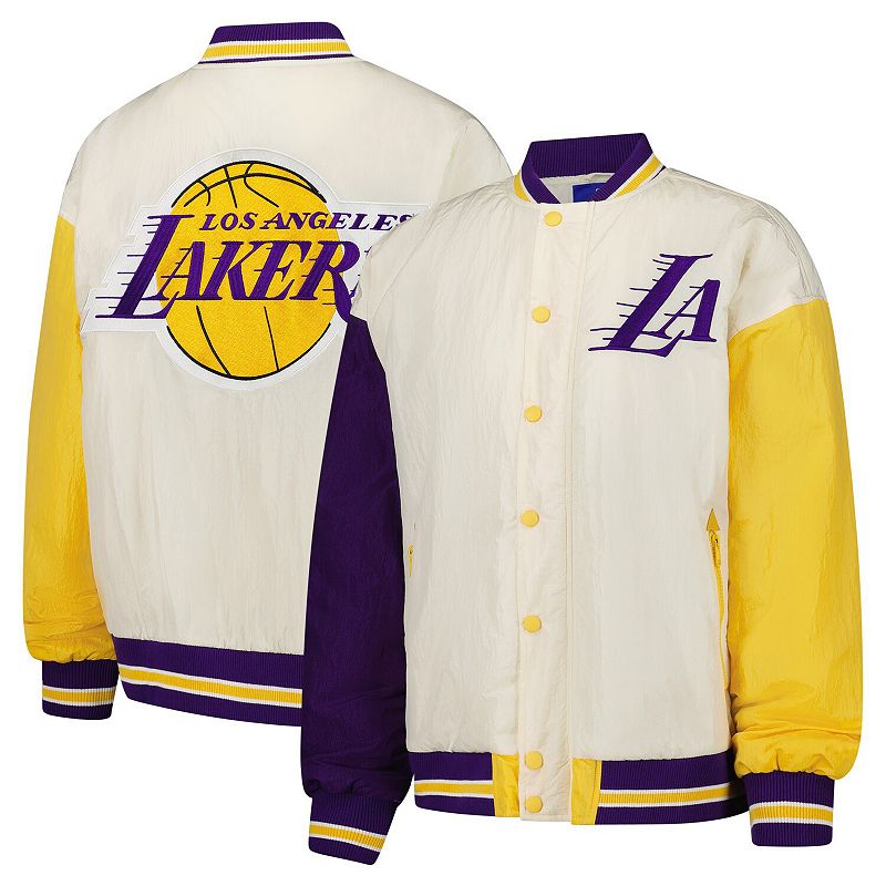 Women's Terez White Los Angeles Lakers Full-Snap Bomber Jacket, Size: Large