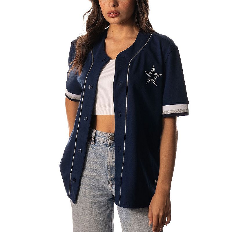 Women's The Wild Collective Navy Dallas Cowboys Button-Up Shirt, Size: Medium, Blue