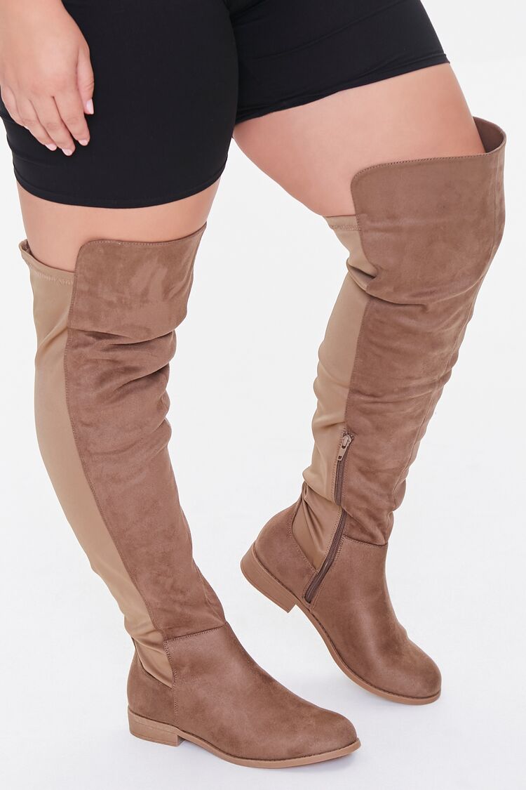 Women's Thigh-High Faux Suede Boots (Wide) in Taupe, 6.5