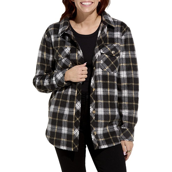 Women's Thread & Supply Tullis Long Sleeve Shacket XSmall Black Grey Heather Plaid