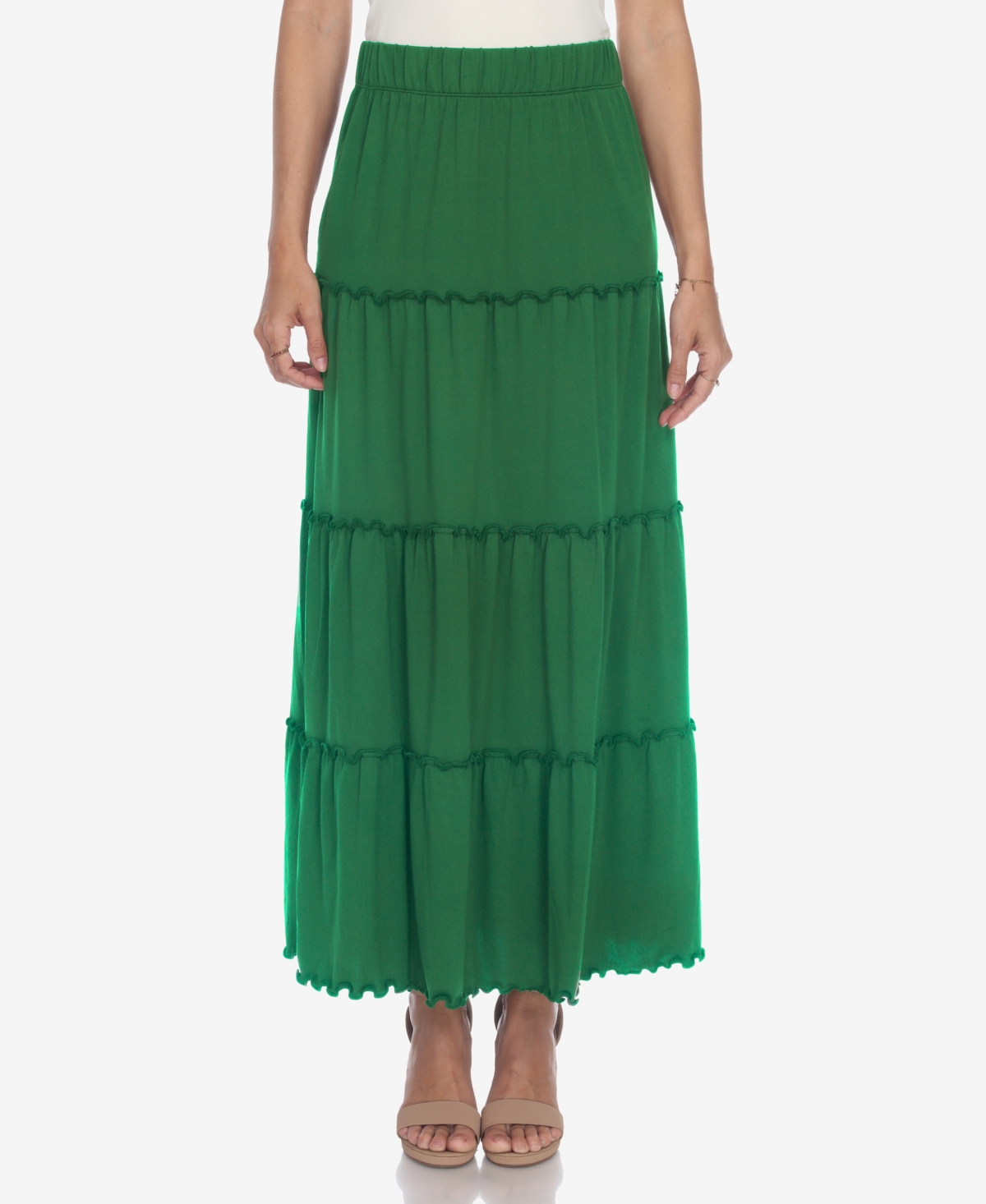 Women's Tiered Maxi Skirt - Green