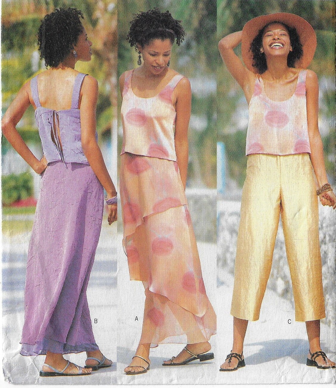 Womens Top With Back Ties, Tiered Skirt & Pants Butterick Sewing Pattern 6647 Size 12 14 16 Bust 34 36 38 Ff