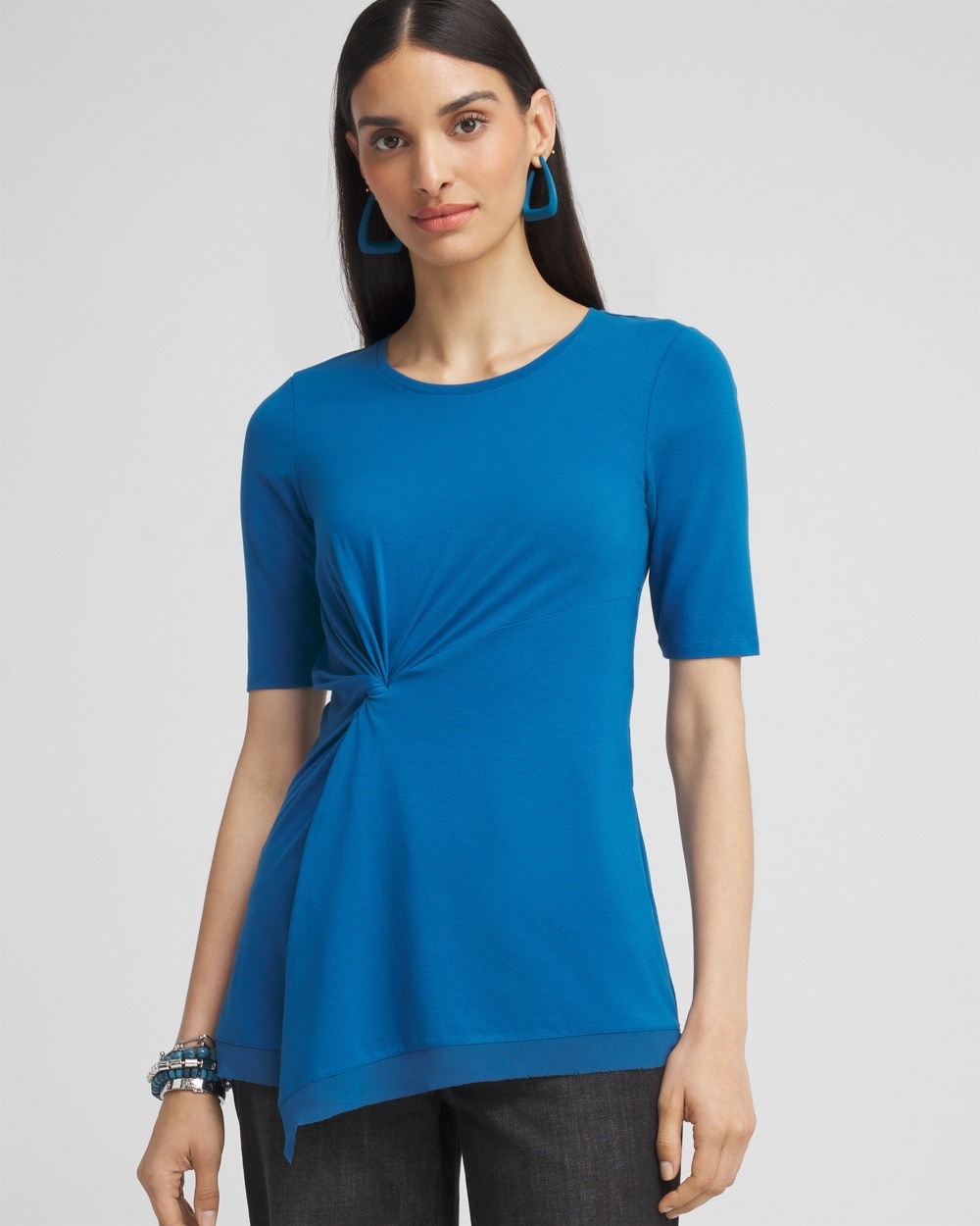 Women's Touch of Cool Draped Tunic Top in Blue size 0/2 | Chico's