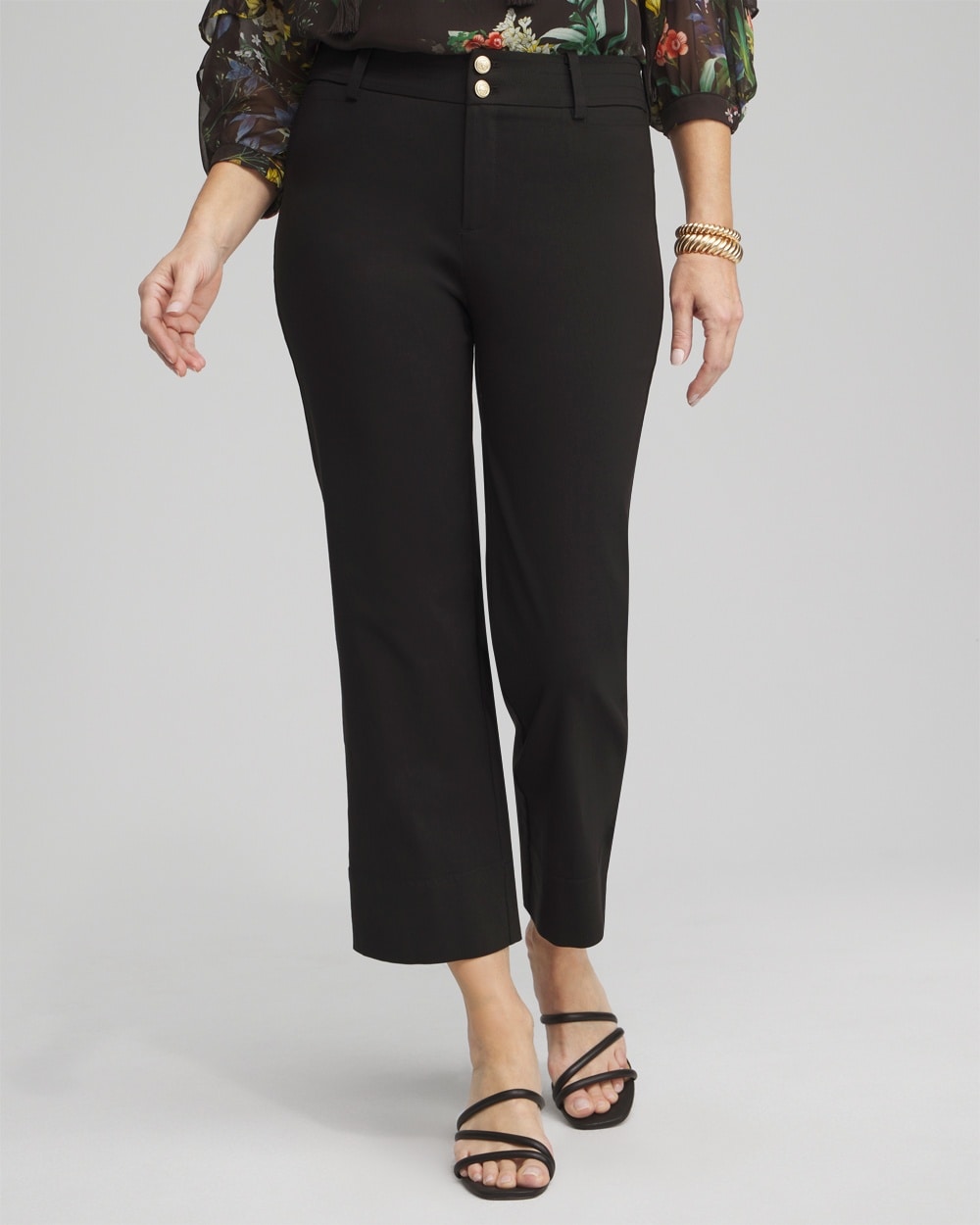 Women's Trapunto Wide Leg Cropped Pants in Black size 0/2 | Chico's