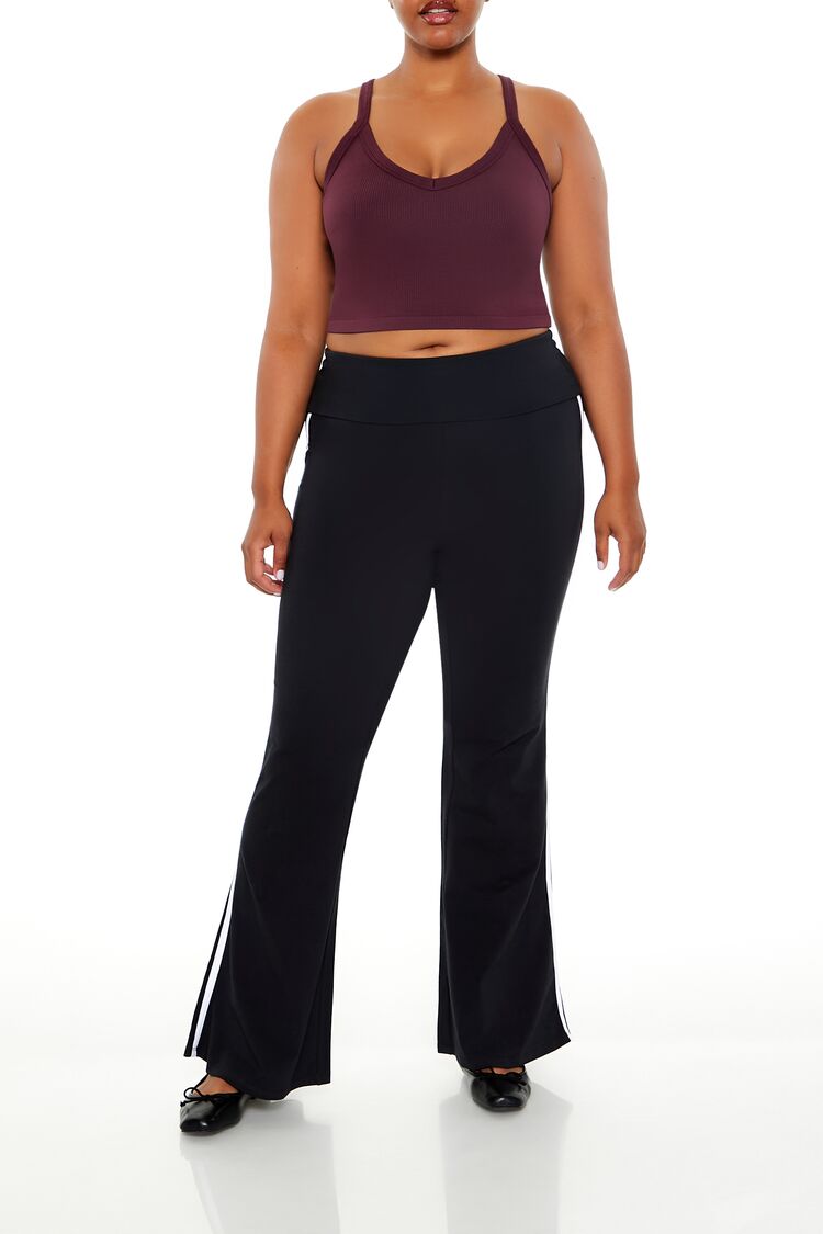 Women's Two-Tone Flare Leggings in Black, 2X