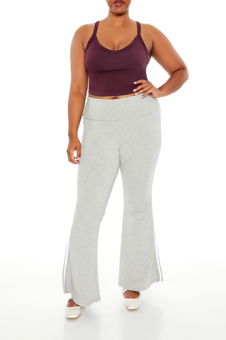 Women's Two-Tone Flare Leggings in Heather Grey, 1X