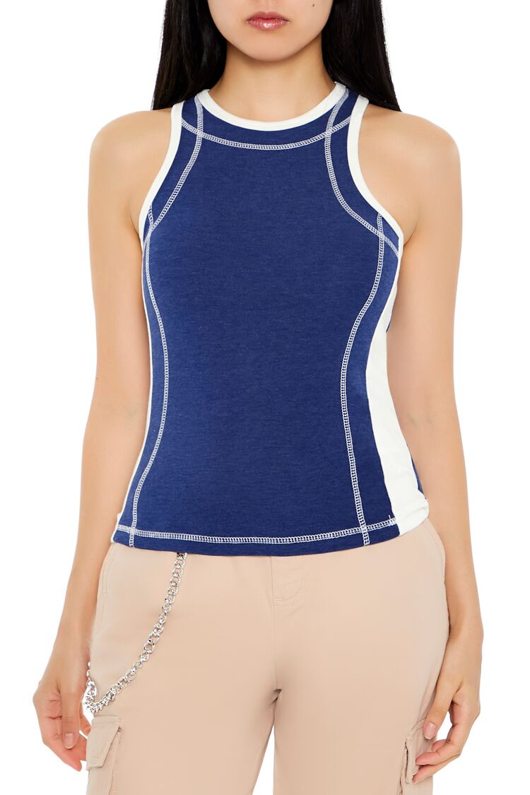 Women's Two-Tone Tank Top in Navy/White Medium