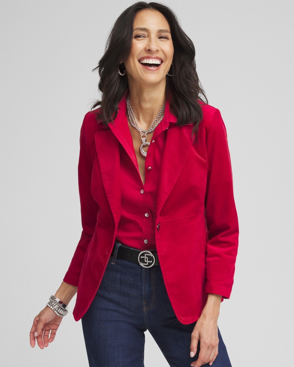 Women's Velvet Blazer in Red size Small | Chico's