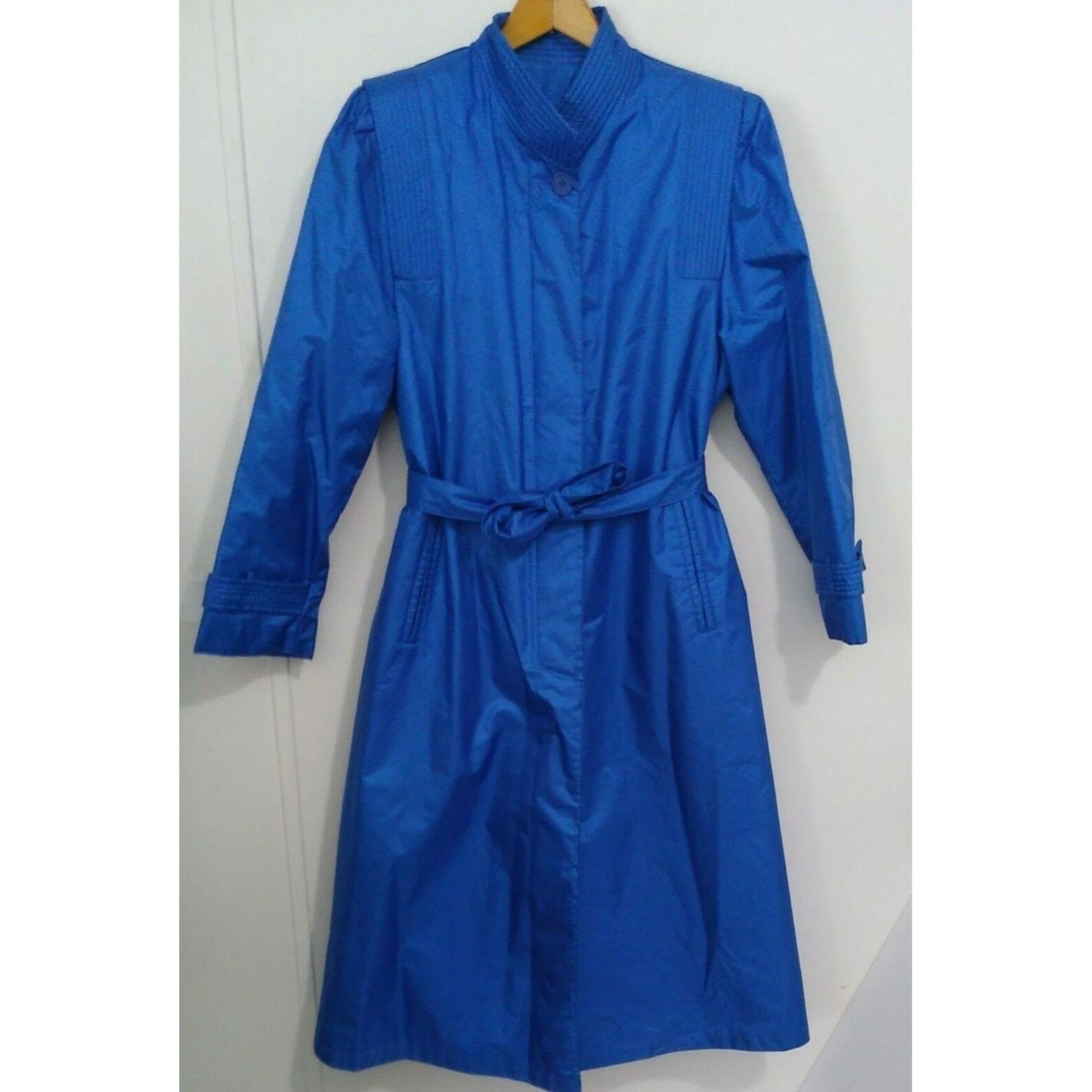 Women's Vintage Blue Trench Coat Worthington Bright Removable Liner 80S Retro 8