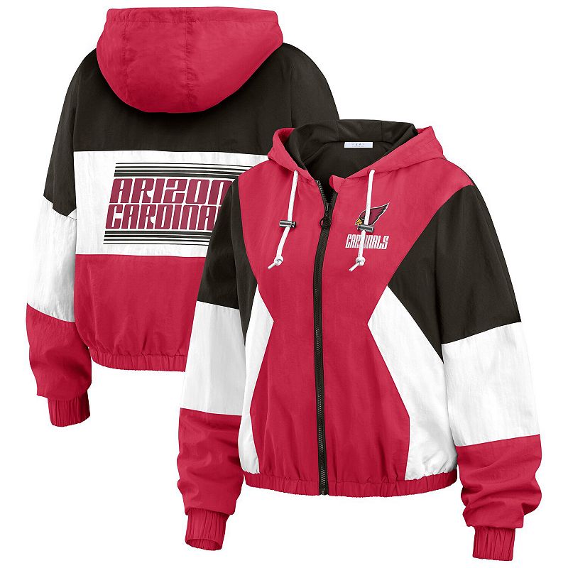 Women's WEAR by Erin Andrews Cardinal/Black Arizona Cardinals Plus Size Color Block Full-Zip Windbreaker Jacket, Size: 3XL, Red