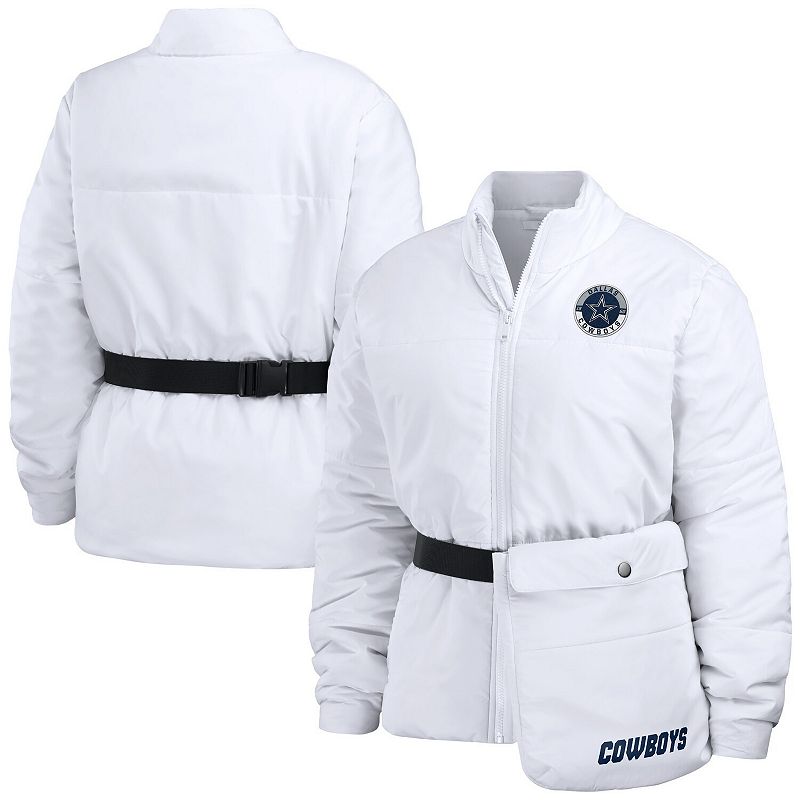 Women's WEAR by Erin Andrews White Dallas Cowboys Packaway Full-Zip Puffer Jacket, Size: Large