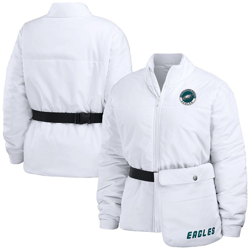 Women's WEAR by Erin Andrews White Philadelphia Eagles Packaway Full-Zip Puffer Jacket, Size: 2XL