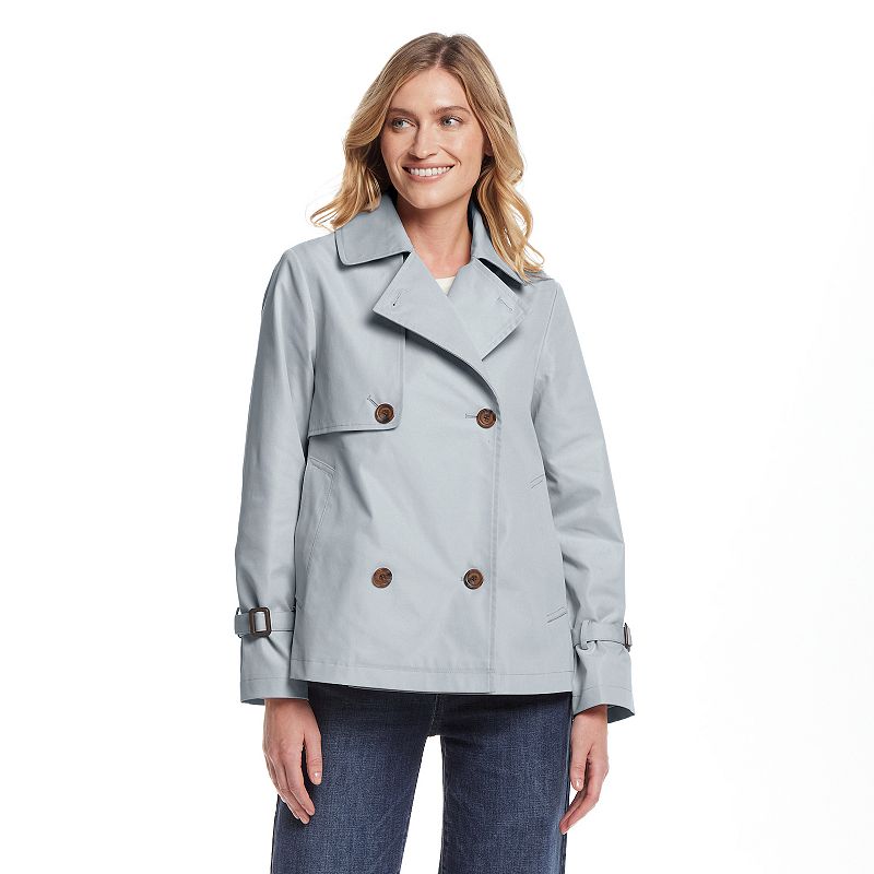 Women's Weathercast Double Breasted A-Line Trench Coat, Size: Small, Gray