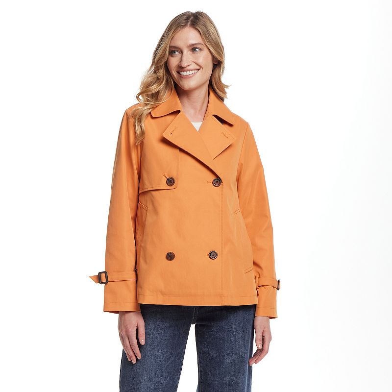 Women's Weathercast Double Breasted A-Line Trench Coat, Size: Small, Orange