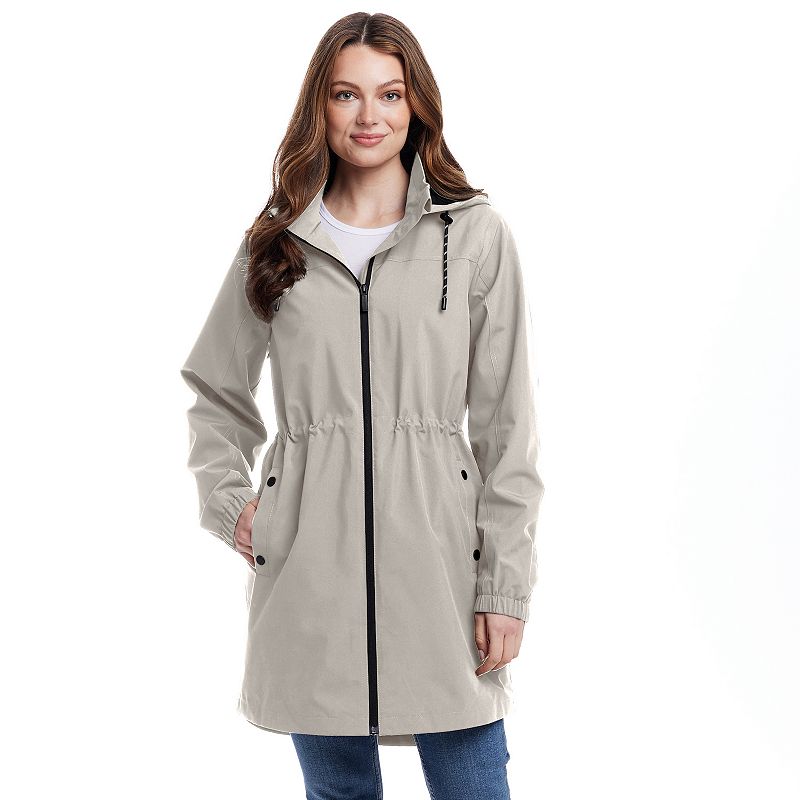 Women's Weathercast Hooded Anorak Jacket, Size: Large, Beige