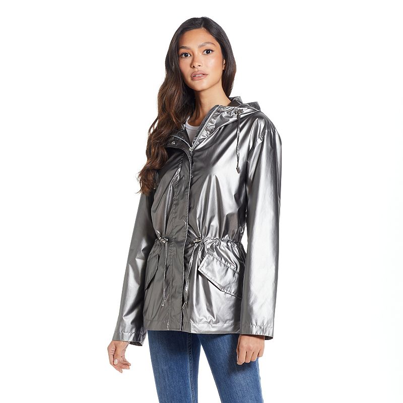 Women's Weathercast Metallic Anorak Jacket, Size: Medium, Silver